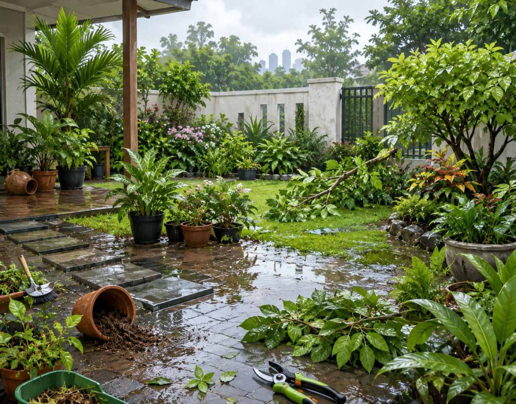 Taman di Jakarta setelah hujan